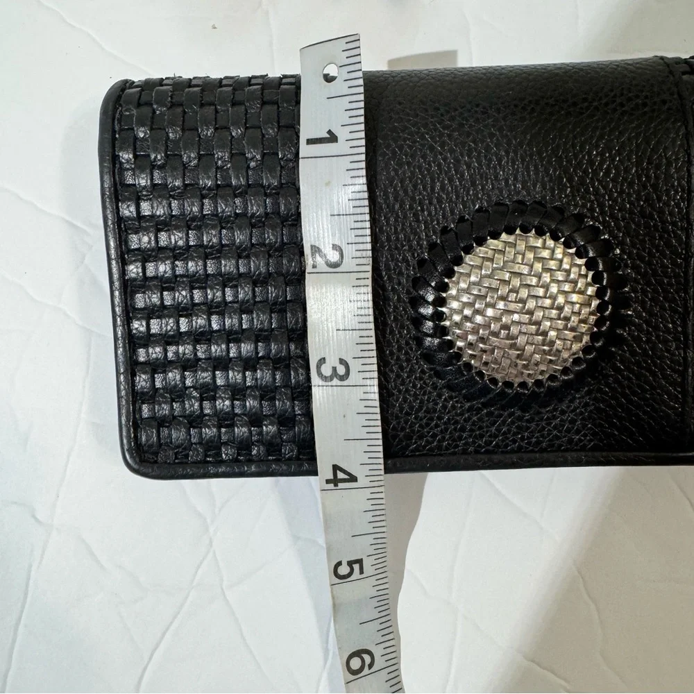 Brighton Talana Large Slim Wallet in  Black Leather with Woven Silver Medallion - Picture 12 of 13